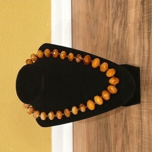Avon brown multi faceted acrylic chunky statement necklace Y2K